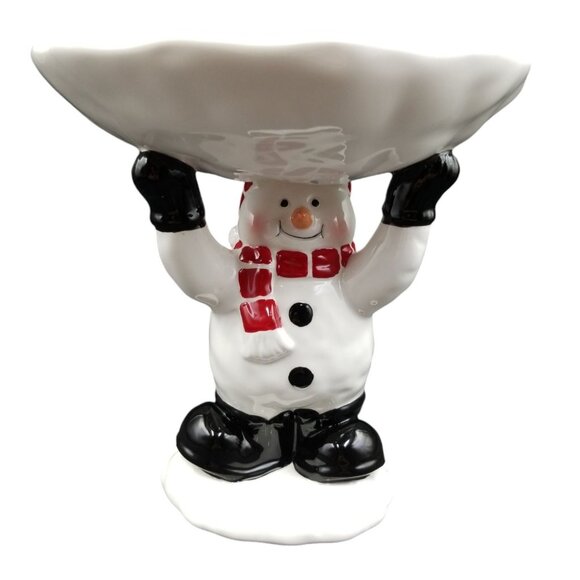 Ceramic Snowman Candy Dish Holder Holiday Decor - Picture 1 of 16